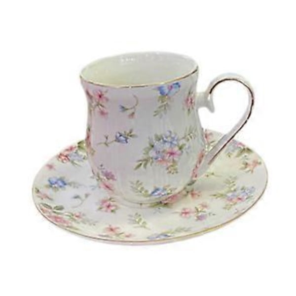 Tekrus Kaffekrus 180ml-300ml Kapacitet Let at Rengøre, Indflytningsgaver Blomsterdesign med Underkop til Kommerciel Brug Kvinder (Stil A)