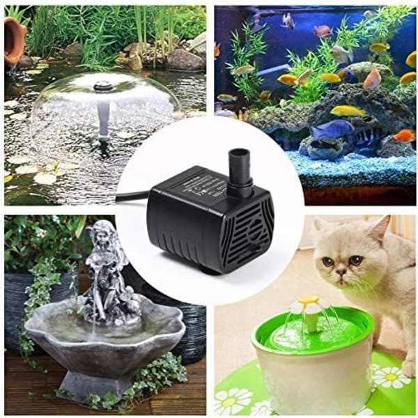 Nedsenkbar vannpumpe, akvariepumpe justerbar 200L/H 3W Ultra-