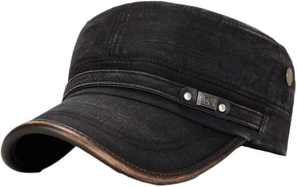 Flat Top Cap, Bomull Baseball Cap, Klassisk Vanlig Vintage Army Mil