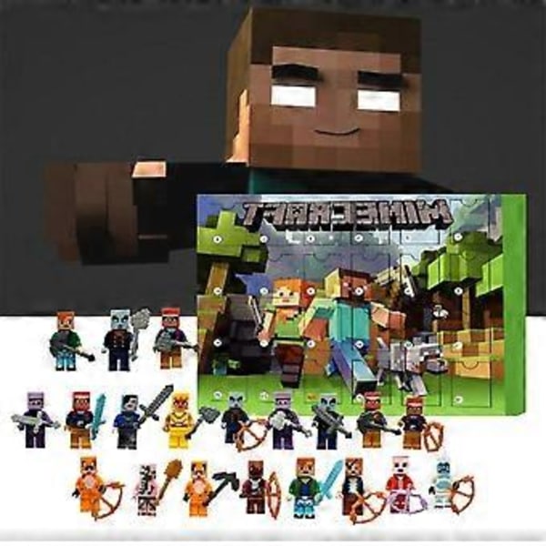 Minecraft Byggklossar Julkalender 2024 - 24 Dagar Blind Box Figurer Leksaker Barnpresent