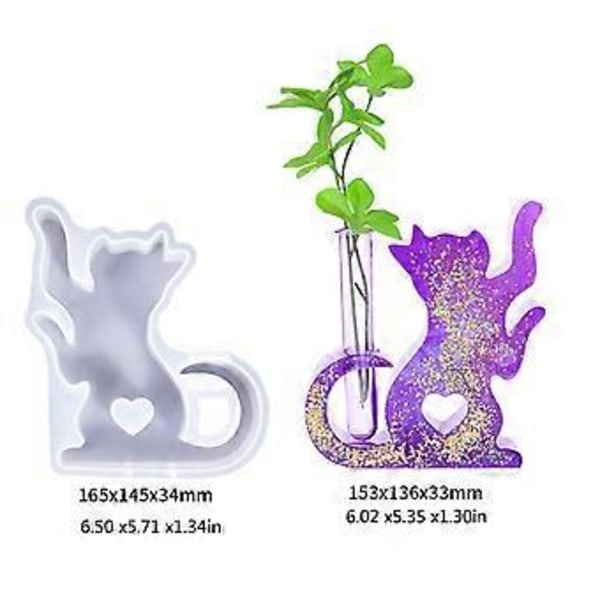 Hydroponisk Blomstervase Form Silikone Håndværksforme Dyreform Ornament Form Silikone Reagensglas Form Silikone Tekstur (To katte elsker 3)