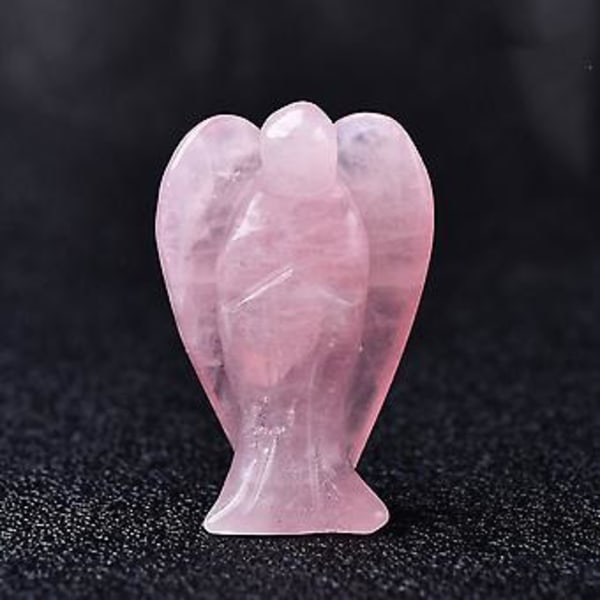Tigerøje Engel Dekor Healing Krystaller Poleret Natursten Skulptur Statue Håndskåret (Pink Grøn)