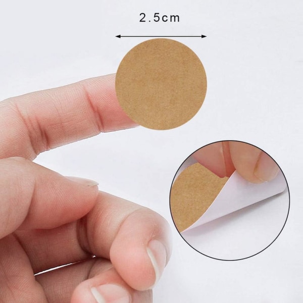 1000 stk runde selvklebende etiketter, 2,5 cm/1\" Kraft selvklebende