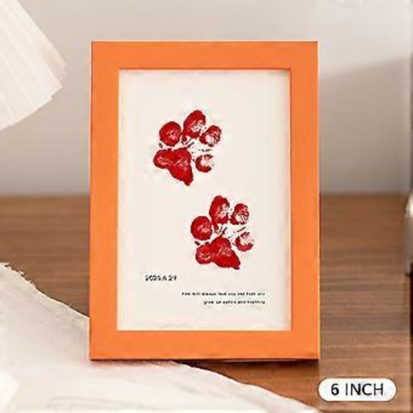Personlig Hundepot-Billedramme - Mindegave Dekorative Ornamenter til Hjemmet Soveværelse (6 tommer Orange)
