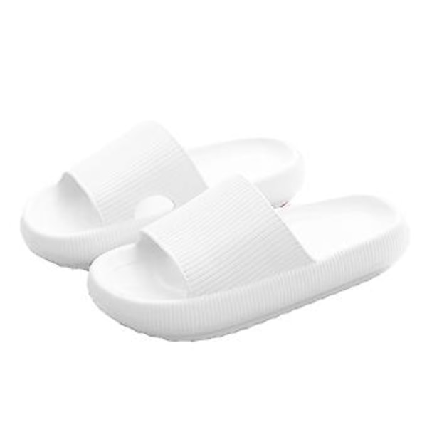 Tjocksulade tofflor för kvinnor och män, bekväma lätta sandaler för strandsemester (3637 Vit)