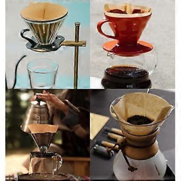 100 stk. ublegede kegle kaffefiltre til V60-dryppere