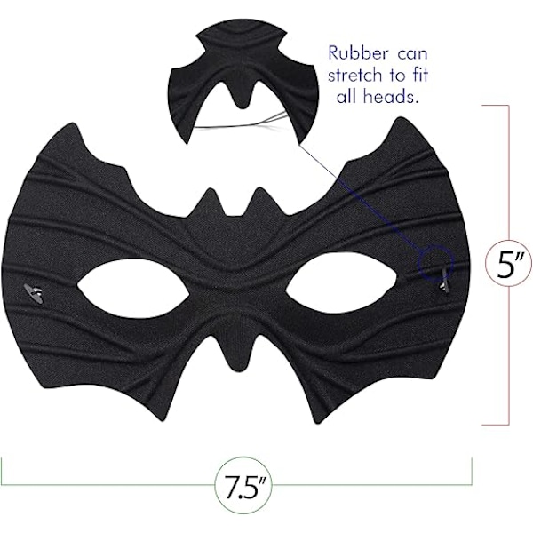 Skeleteen Bat Eye Mask Kostym - Superhjälte Svart Bat Mask Klänning U