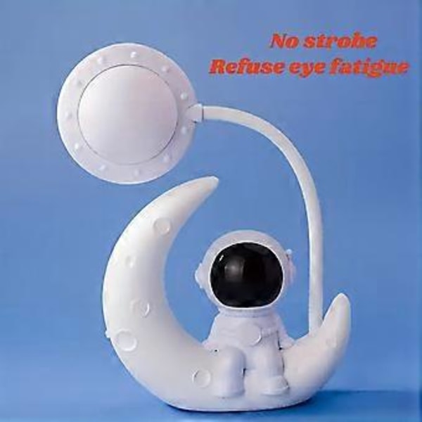Kreativ læring genopladelig øjenbeskyttende bordlampe astronaut natlampe til børn og studerende (blå)