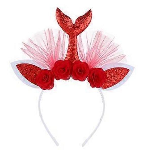 Princess at Large Hiusharja Tyttöjen Syntymäpäiväjuhlat Keiju Kimallus Glitter Upea Kukkaistyttö Pukutarvikkeet Punainen (Punainen)