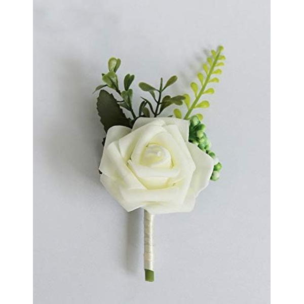 4 stk. Hvit bryllupsblomster til brudgom