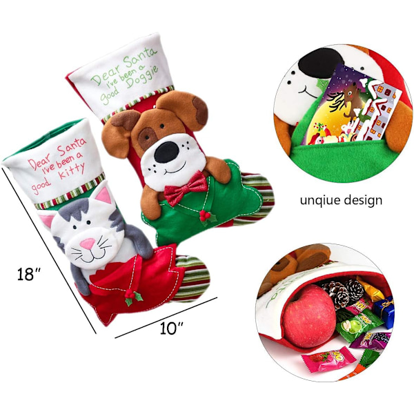 1 stycken hundjulklappsstrumpor, stora julklappsstrumpor för hundar