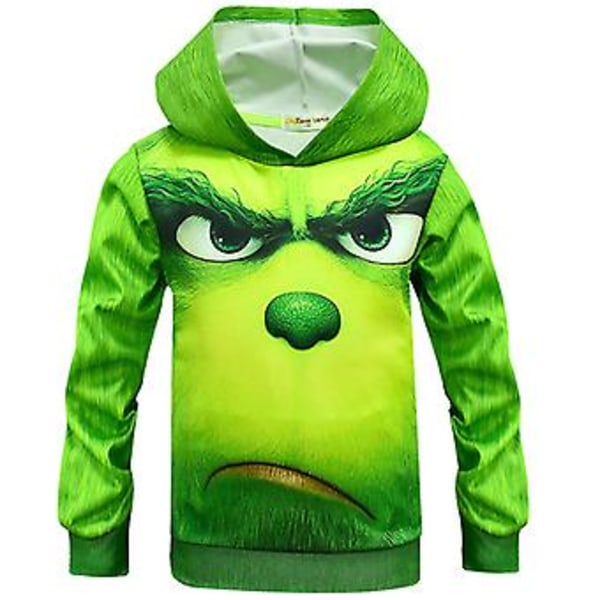 Grinch-Hoodie til Drenge - Julegave - Trøje med Hætte (9-10 år)