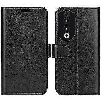 För Honor 90 PU-läderfodral med stativ, Crazy Horse-textur, plånboksfodral (stil A)