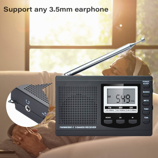 Täysi kaista radio AM/FM/SW DSP radio stereokaiutin LCD-näyttö