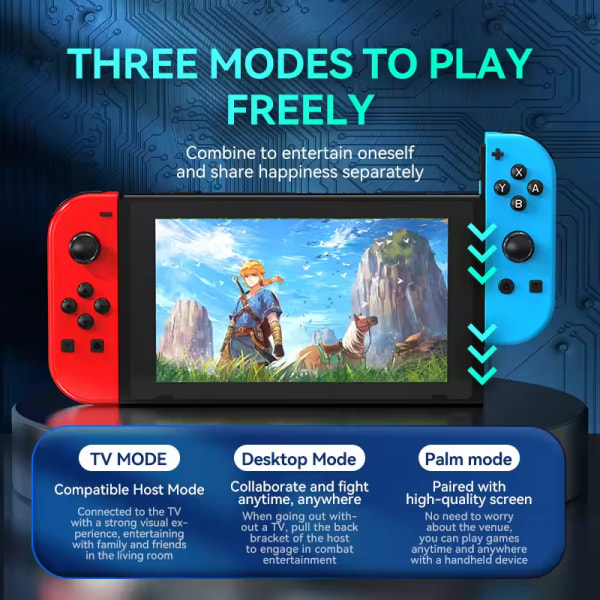 Blå rød for Nintendo Switch Oled-kontroller med RGB-lys venstre
