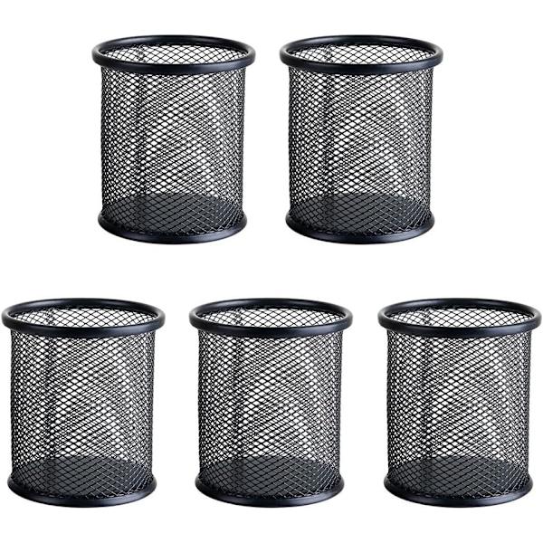 5 stk. runde penneholdere, metalnet penneholder, net pennepot, M