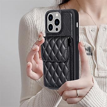 Pystytaskuinen PU-nahkainen lompakko iPhone 15 Pro Maxille (Musta)