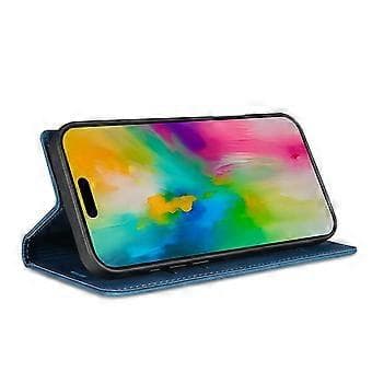 Kompatibelt Plånboksfodral för iPhone 16 Plus Magnetisk Stängning Läder Telefonskal (Blå)