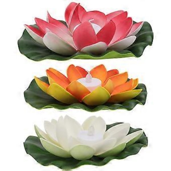 3 st Toppdekorationer Lampor LED Damm Ljus Blomformade Önskelampor Vattendekorationsljus