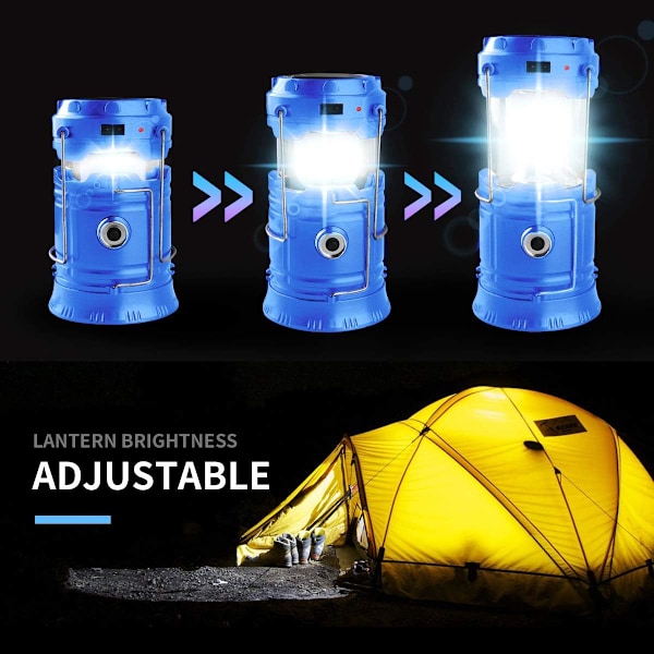 LED Campinglampa, Solar och Uppladdningsbar Lykta Ficklampa Hopfällbar och Portabel Lampa för / Camping / Vandring