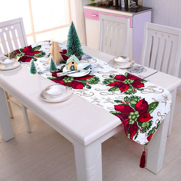 Julbordlöpare i bomull och linne, klassisk dekoration för matsalen