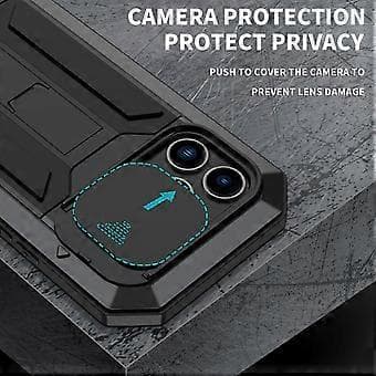 Metal + Silikon Beskyttelsesetui til iPhone 14 Pro Max (Sort)