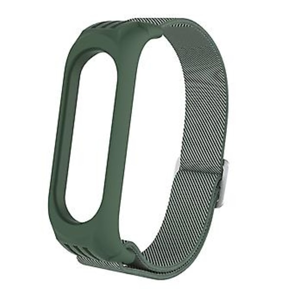 Til Xiaomi Mi Band 3 / 4 / 5 Twill 8-formet Spænde Urrem (Mørkegrøn)