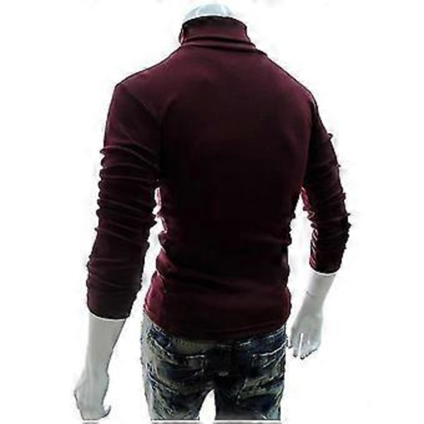 Miesten neule Roll Turtle Neck -neulepusero Puserot Topit Villapaita (2XL Viininpunainen)
