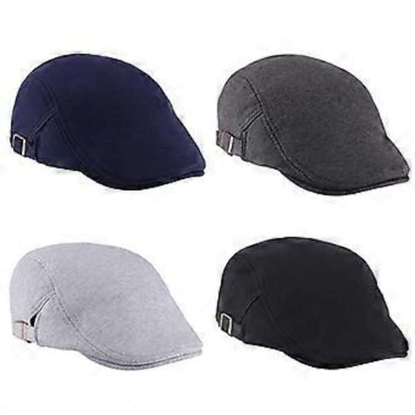 Herre Dame Duckbill Mode Klassisk Beret Cabbie Cowboy Flat Hat Golf Driving Cap Qinhai (Sort)