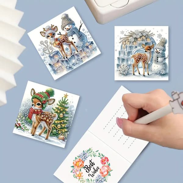 6-delt diamantmaleri julekortsett, DIY kortlaging-sett - HK020