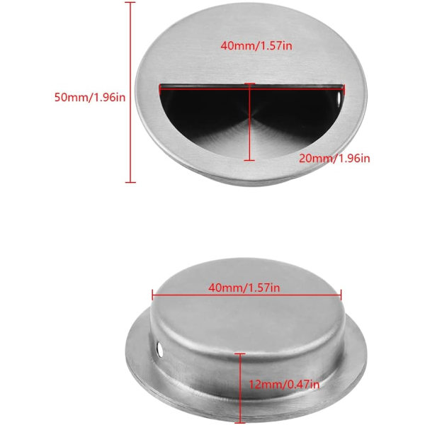 4 Pieces Round Sliding Door Handle Round Recessed Door Handle Stainless Steel Recessed Round Flush D