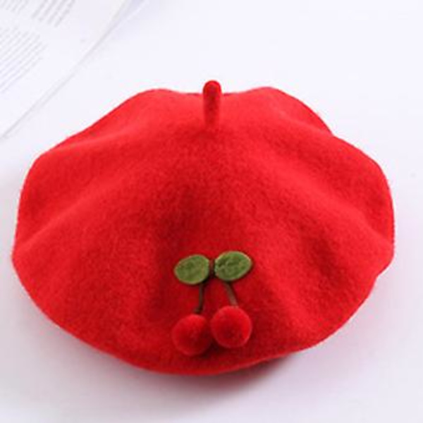 Elegantti Tyttöjen Maalarin Hattu Lapsille Kirsikka Beretti Kahdeksankulmainen Hattu Koiran Kävelyyn (Vaaleanpunainen)