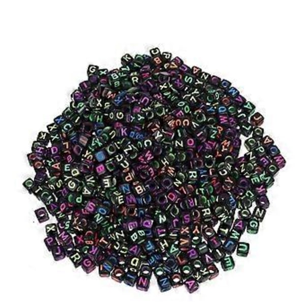 600 Stykker 6 mm DIY Farverige Akryl Alfabet Bogstav Terning Perler til Smykkefremstilling DIY Armbånd Halskæder Børns Pædagogisk Legetøj Nøgleringe (Sort)