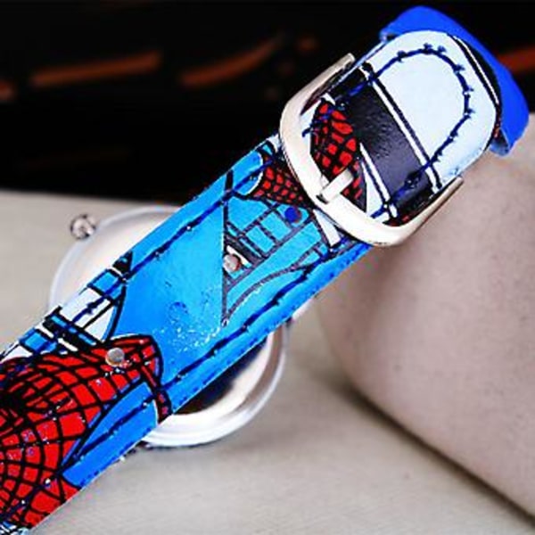 Børneure til drenge Spiderman Analog Kvarts Ur Børn Spider Man Armbåndsur Fødselsdagsgave (Blå)