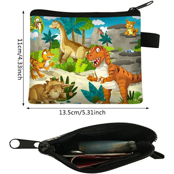 6 stk Dinosaur Lommebok Myntpung for Barn, Dino Tegneserie Lommebok Barn Myntpung Lommebok Kort