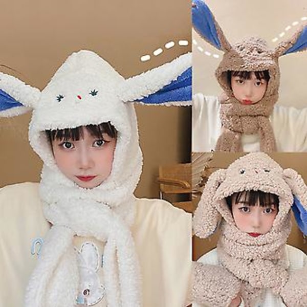 Pupunkorvat Hattu Huivi Talvihattu Huivi Käsineet Setti Päänlämmitin Fleece Talvi (Valkoinen)