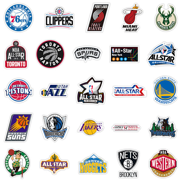 50 stk. NBA-klistremerker Basketball Team Logo Set Morsomt C