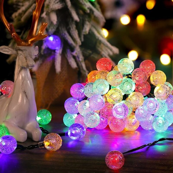 30 LED 6,5M Multifarvet Solcelledrevet Udendørs Julelys