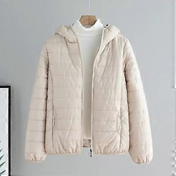 Lätta Vadderade Höst Vinter Jackor Damjackor Med Huva Ultralätt Quiltad Puffig Enfärgad Kappa för Varm Ankdunsjacka (XL vit)