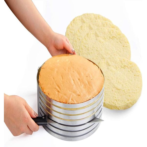 Mousse-kakkuleikkuri, kerroskakkuleikkuri, säädettävä ruostumattomasta teräksestä valmistettu kakkuleikkurisarja, ihanteellinen luomiseen