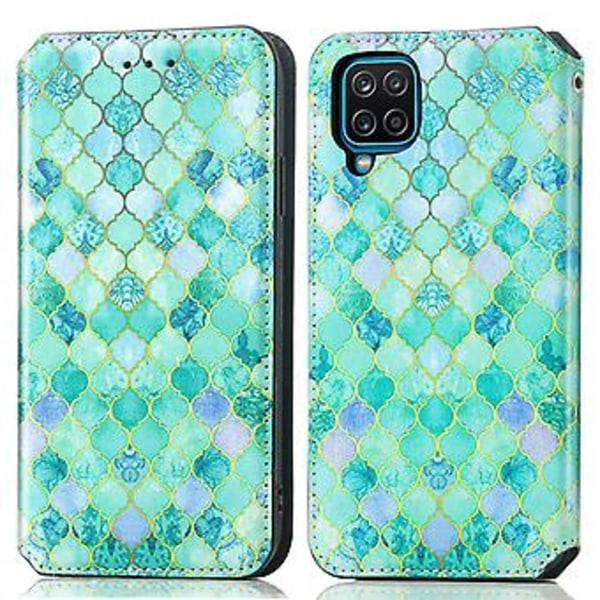Fargerikt Magnetisk Lærveske For Samsung Galaxy A12 (Smaragd)