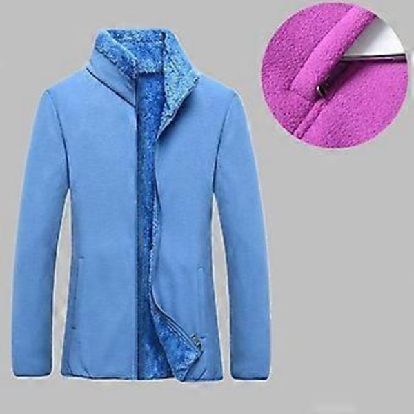 Tykk Fleecejakke Dame Efterår Vinter Udendørs Polar Fleece Termisk Frakke Camping Vandreture Jakke Kvinde Bjergbestigningstøj (L himmelblå)