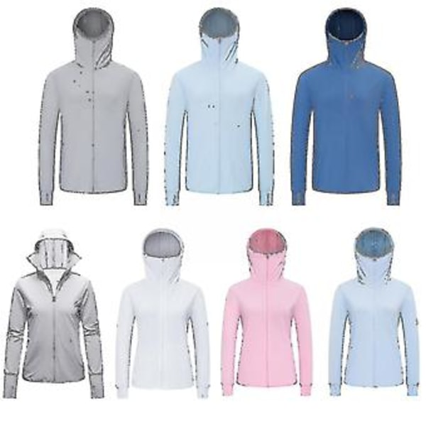 Summer Upf 50+ Uv Protection Jacket Women Men Sun Protection Breathable Fishing Hooded Clothing Sports Shirt Cycling Cardig -c (XL light gray for men)