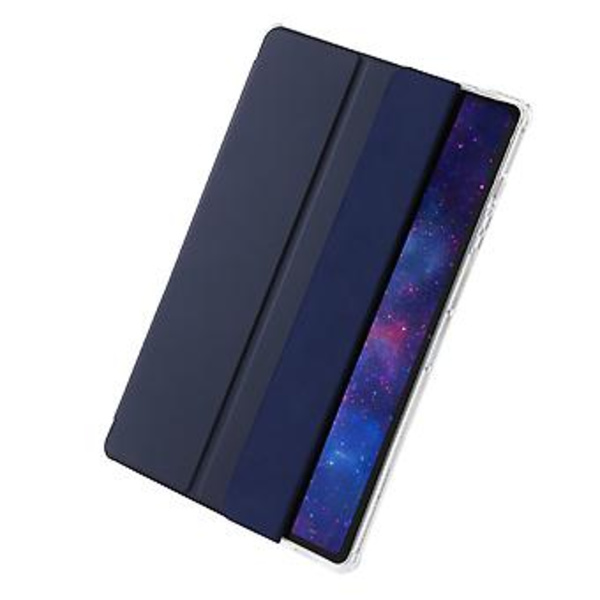 3-Taitettava Selkeä Akryyli Nahkakotelo Samsung Galaxy Tab S9 Ultra/S8 Ultra:lle (Tummansininen)
