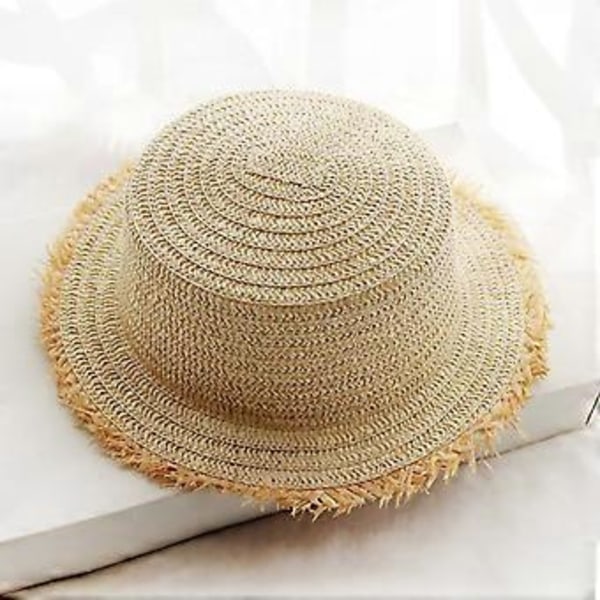 50% Rabatt Strandhattar för Kvinnor Bredbrättad Solstråhatt för Kvinnor UPF 50+ UV Solskydd Solhatt Vikbar Rullbar Keps (Brun girlang för barn)