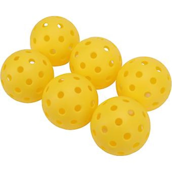 6-pack Plast Pickleball Set med Hål Hål Hål Gul Standard Utomhusträning Picklball med Hål Hål Hål Gul