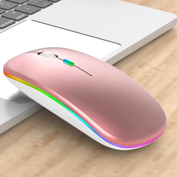 LED Wireless Mouse, Rose Gold, Slim Rechargeable Wireless Silent