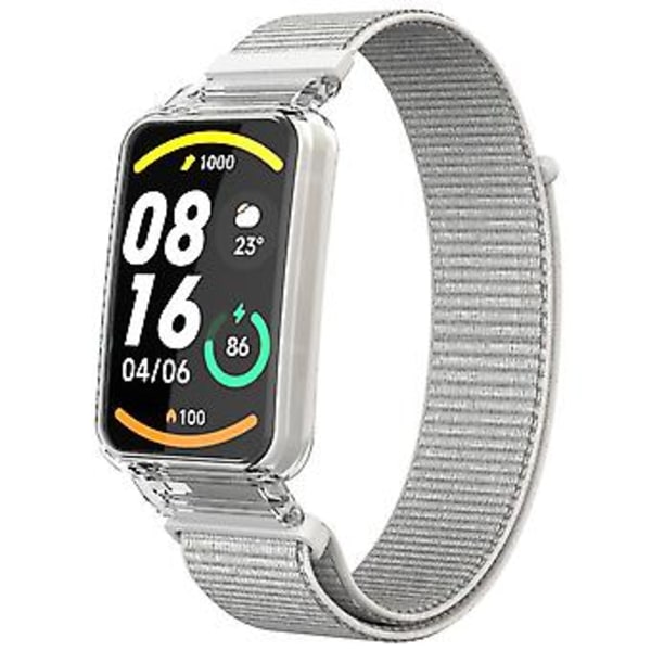 PC-fodral + Nylon Loop-rem för Xiaomi Mi Band 7 Pro (Silver)