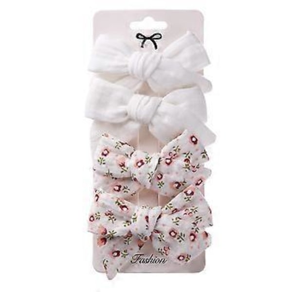 Hårklämmor för Babyflicka 4 st, Fullt Fodrade Barrettes, Babyflicka Hårsnoddar, Hårtillbehör för Småbarn, Barn, Flickor (Set 1)