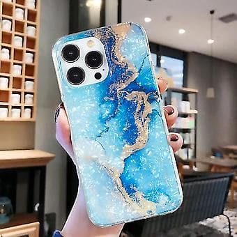 For Iphone 15 Pro Imd Shell Mønster Tpu Telefon Cover (Blå Guld Marmor)